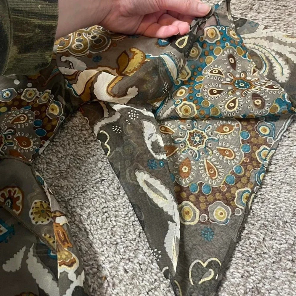 multicoloured paisley babydoll style blouse with waist tie detail - Picture 5 of 6